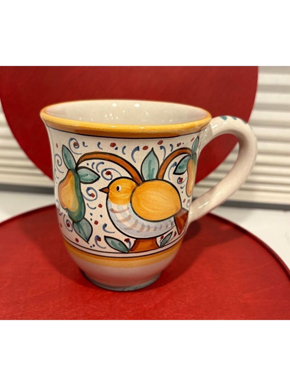 Deruta Hand Painted Italian Ceramic Mug with Fruit Motif